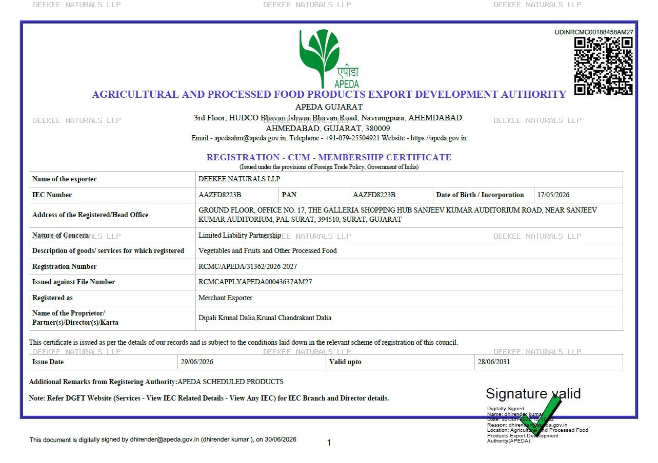 APEDA Certificate