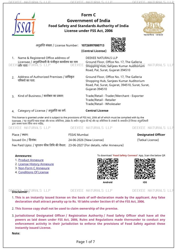 FSSAI License Certificate